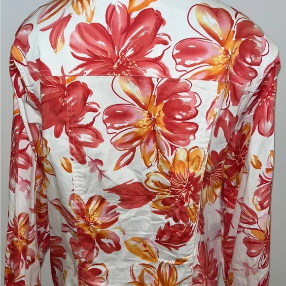 Coldwater Creek floral cotton stretch light jacket plus size 1X - Picture 5 of 5